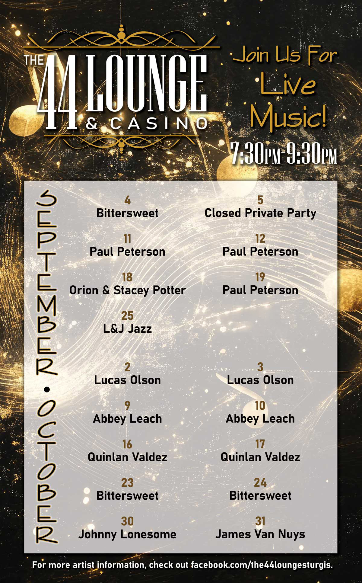 September-October Music Schedule 2026